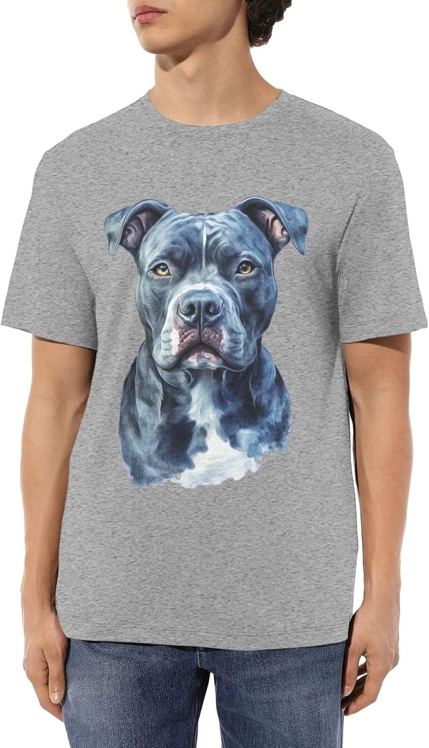 American Pitbull Terrier T-Shirt for Men Aesthetic Dog Tees - Gray