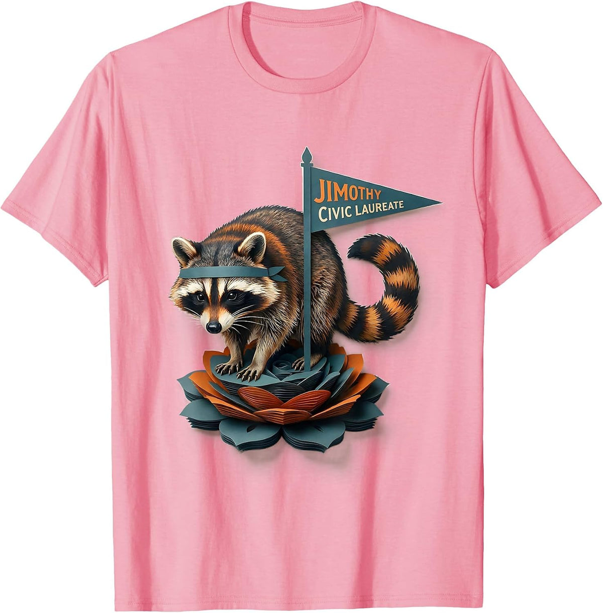 Men's Jimothy Civic Laureate Funny Raccoon Viral Meme Wildlife T-Shirt - Pink