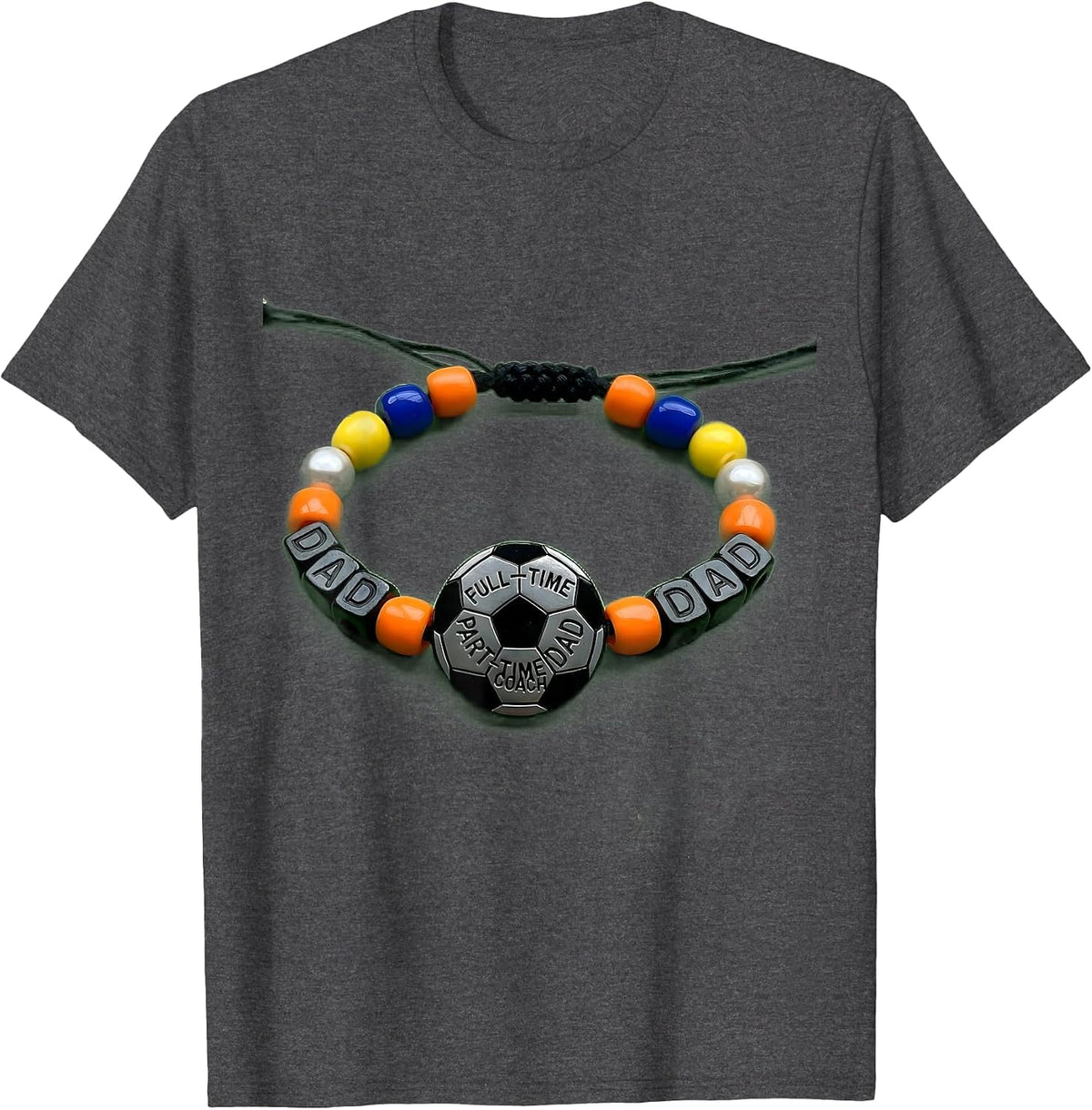 Full-Time Dad Part-Time Coach Soccer Dad Design T-Shirt - Dark Heather Grey