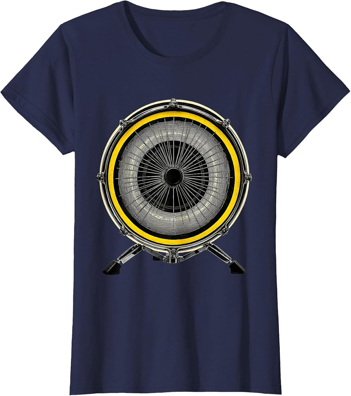 Women's Sealed Drum Badge Vintage Drummer Gift T-Shirt - Navy Blue
