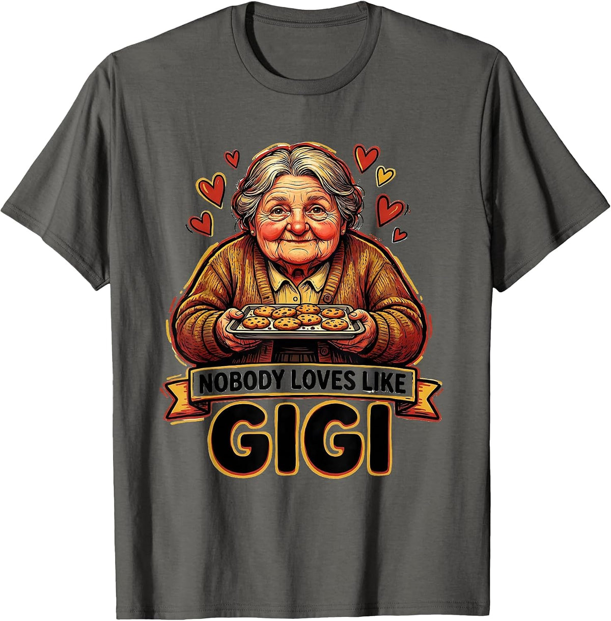 Nobody Loves Like Gigi Grandma Design T-Shirt - Asphalt Grey