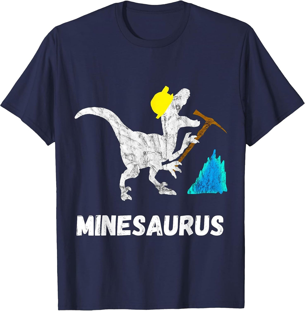 Mine Dinosaur Gold Coal Miner Dinosaurs Funny Mining T-Rex T-Shirt - Navy Blue