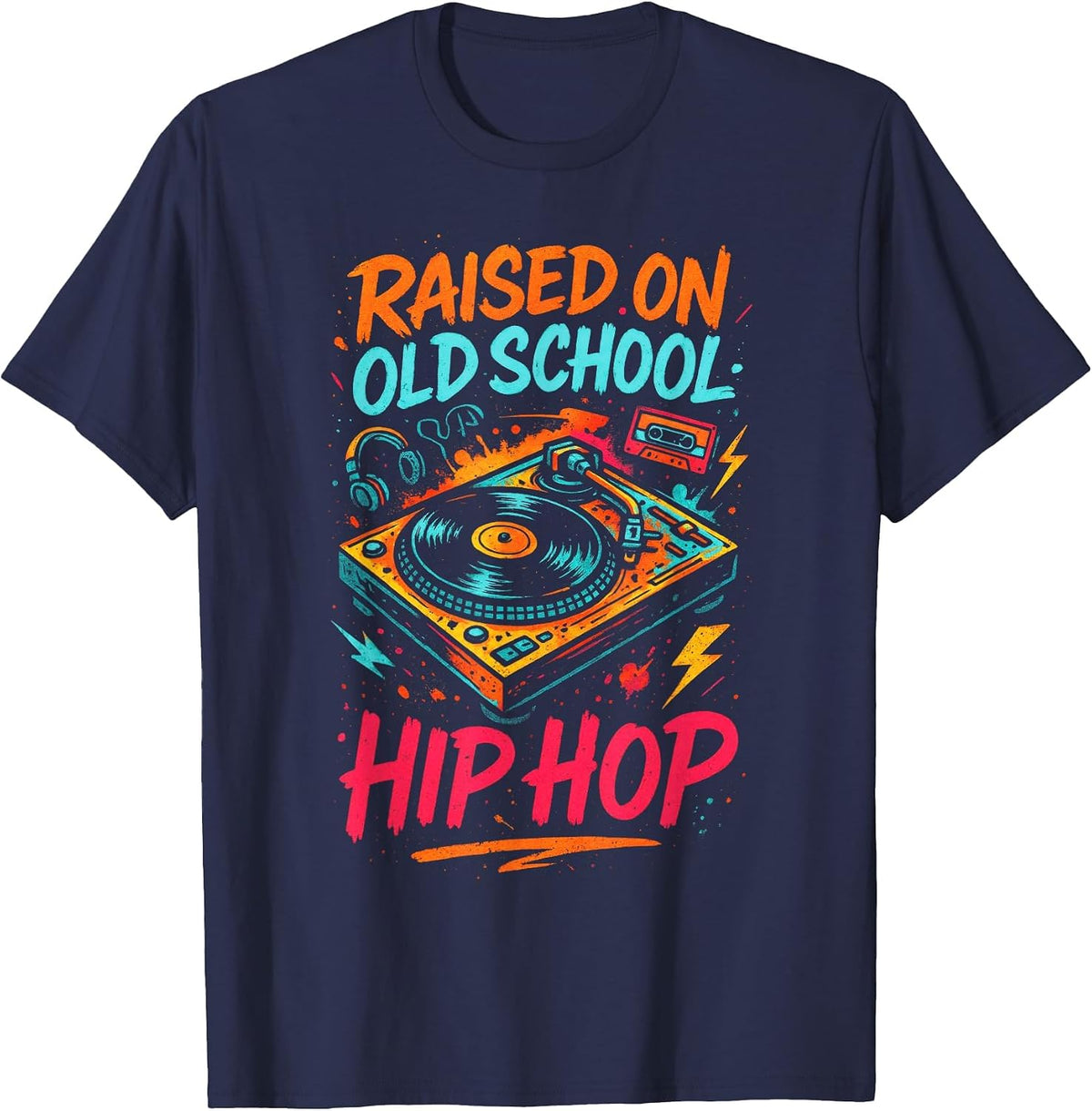 Raised On Old School Hip Hop - Hiphop Rapper T-Shirt - Navy Blue