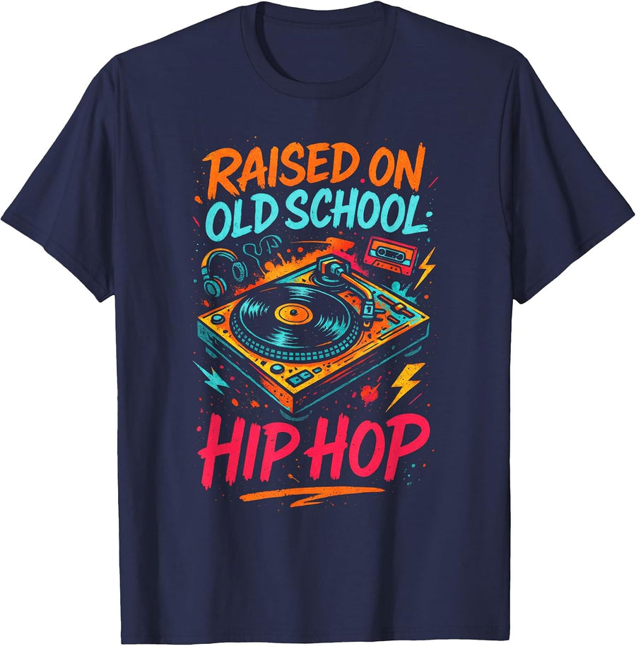 Raised On Old School Hip Hop - Hiphop Rapper T-Shirt - Navy Blue