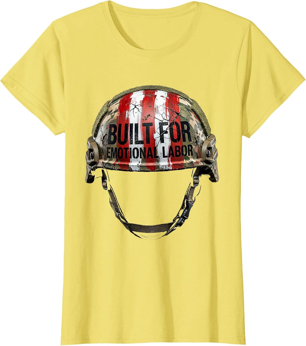 Built for Emotional Labor Husband Support Design T-Shirt - Lemon Yellow