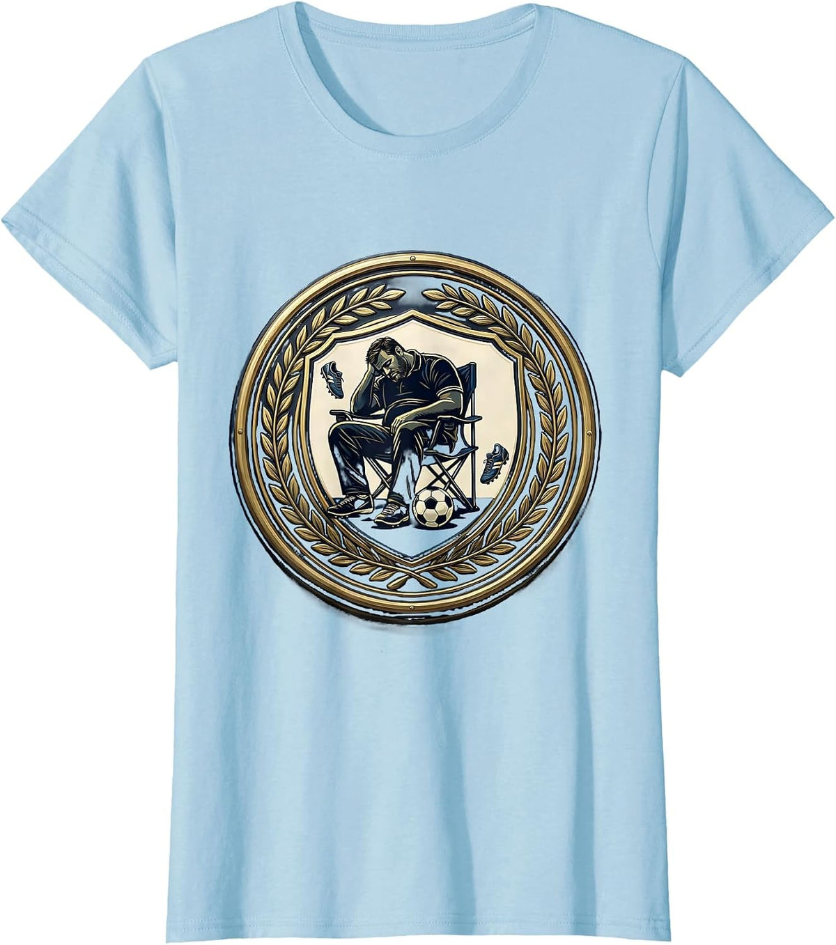 Soccer Dad Exhausted Napping in Folding Chair T-Shirt - Baby Blue
