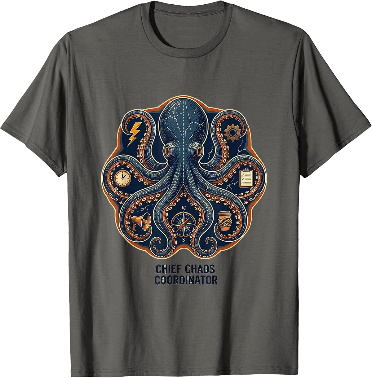 Chief Chaos Coordinator Funny Leadership Design T-Shirt - Asphalt Grey