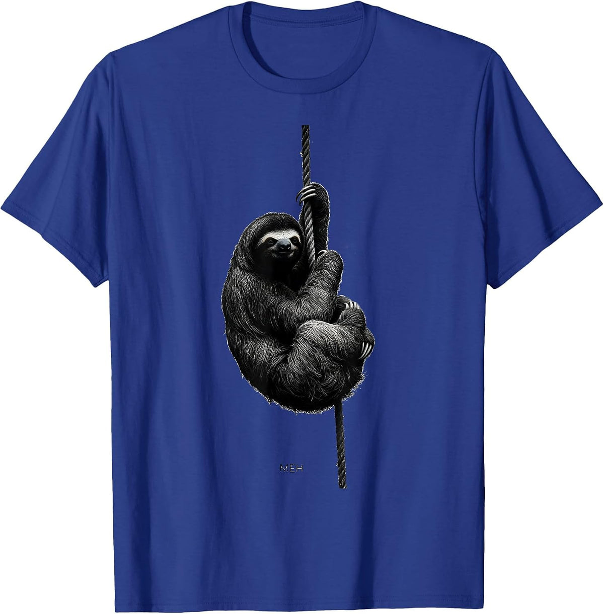 Men's Meh Funny Sloth Lover Lazy Humor Animal Affinity T-Shirt - Royal Blue