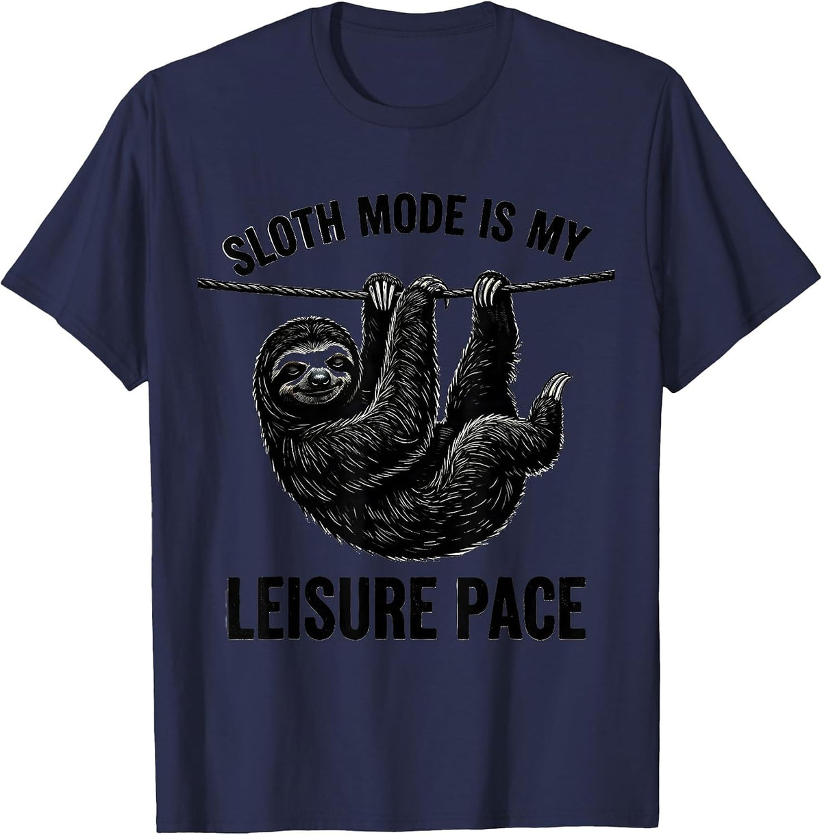 Men's Sloth Mode Is My Leisure Pace Funny Sloth Lover Animal Humor T-Shirt - Navy Blue