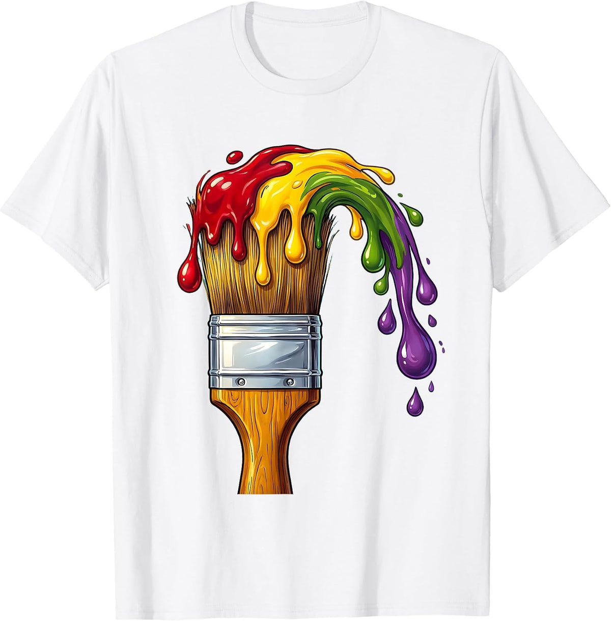 Pre K Teacher Rainbow Paintbrush Art Design T-Shirt - White
