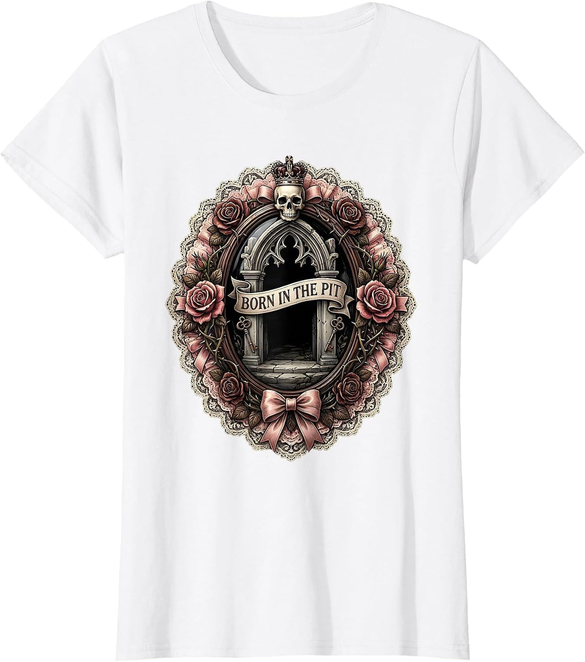 Born in the Pit Metal Band Graphic Design T-Shirt - White