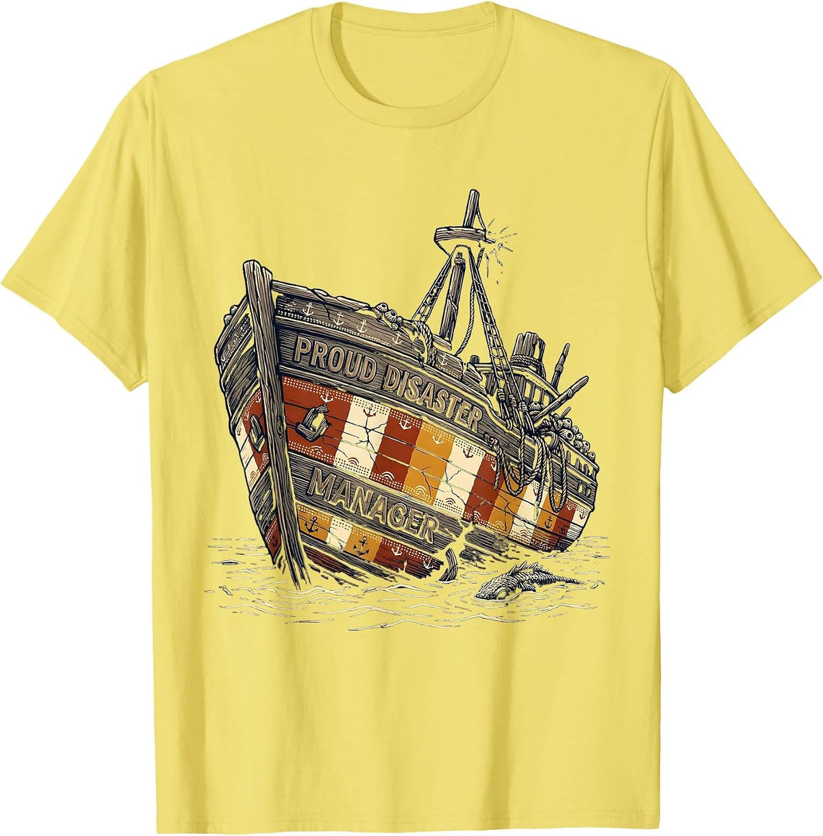 Men's Proud Disaster Manager Funny Chaos Boss Design T-Shirt - Lemon Yellow
