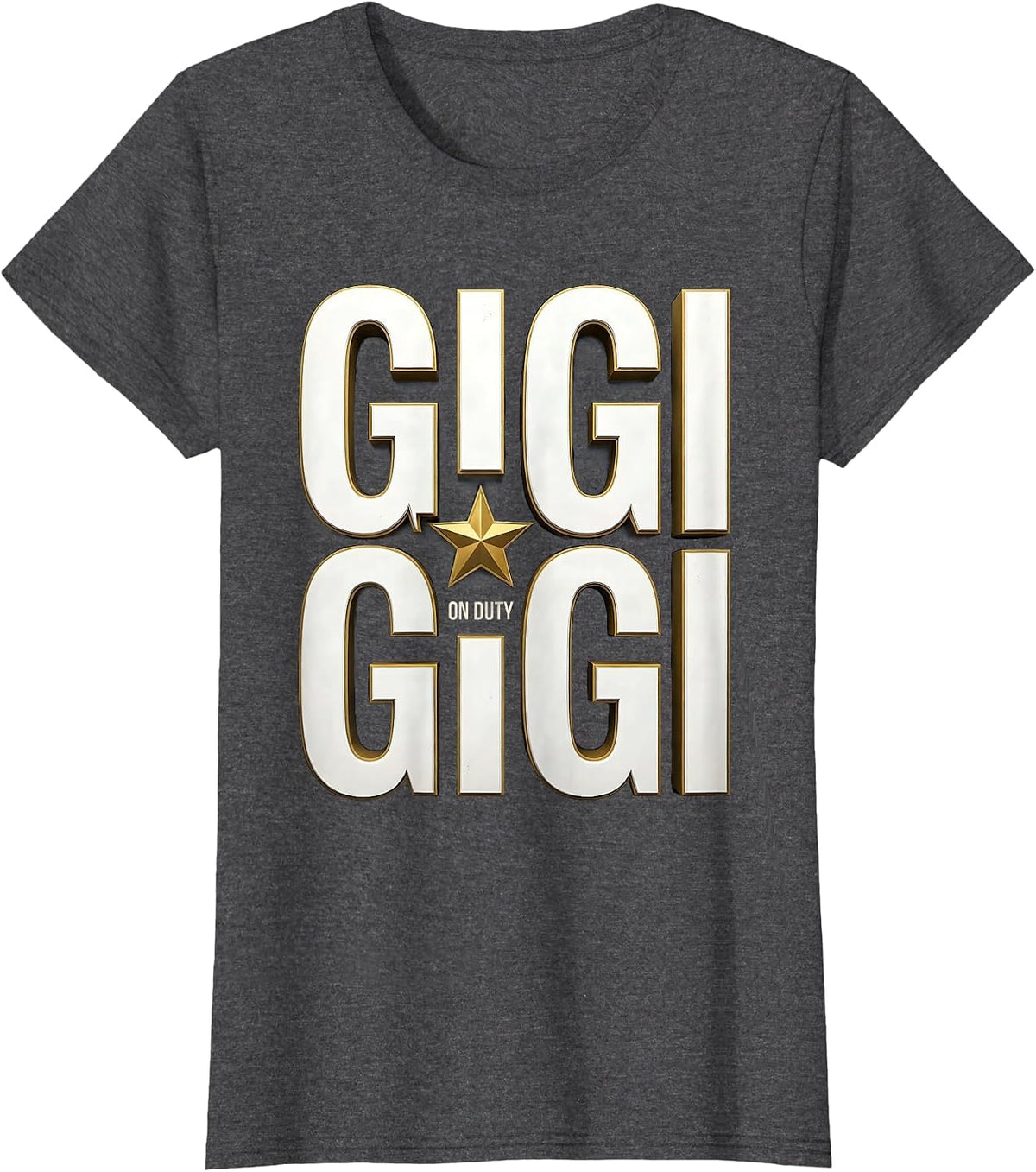 Women's Gigi On Duty Grandma Pride Design T-Shirt - Dark Heather Grey