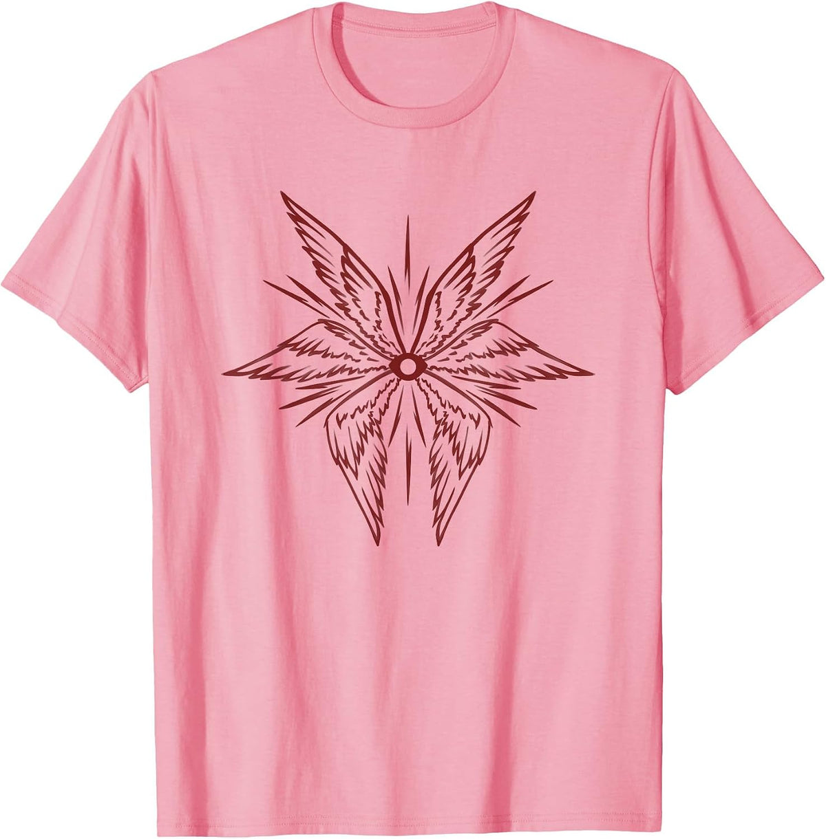 Emo Goth Alt Biblically Accurate Archangel Wings with Eye T-Shirt - Pink