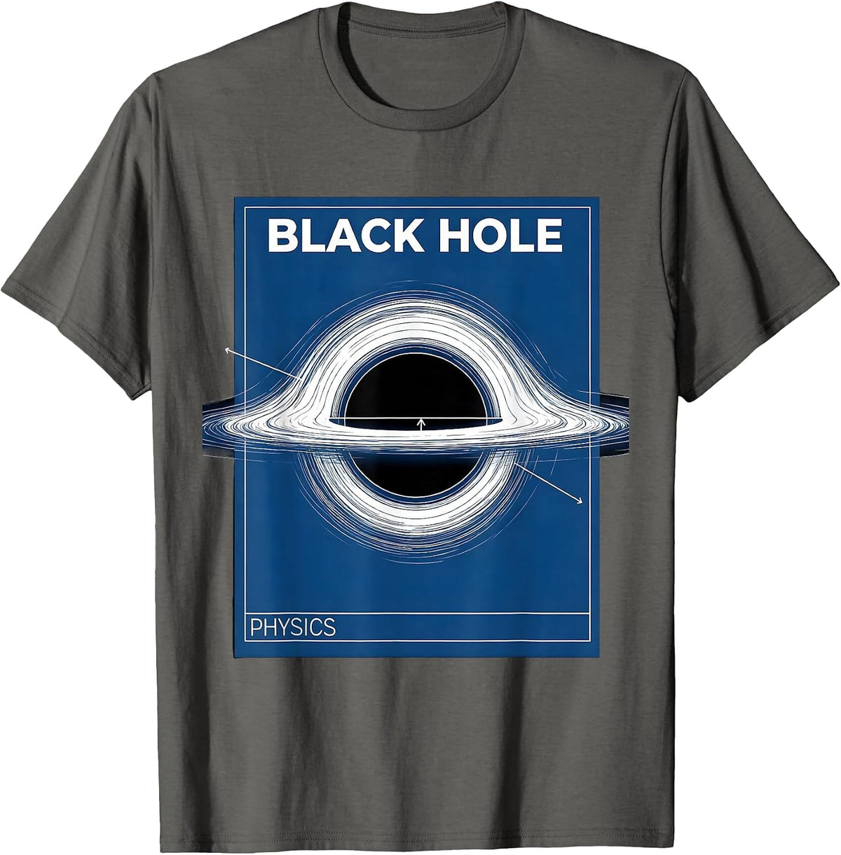 Black Hole Physics Technical Blueprint Astrophysics Diagram T-Shirt - Asphalt Grey