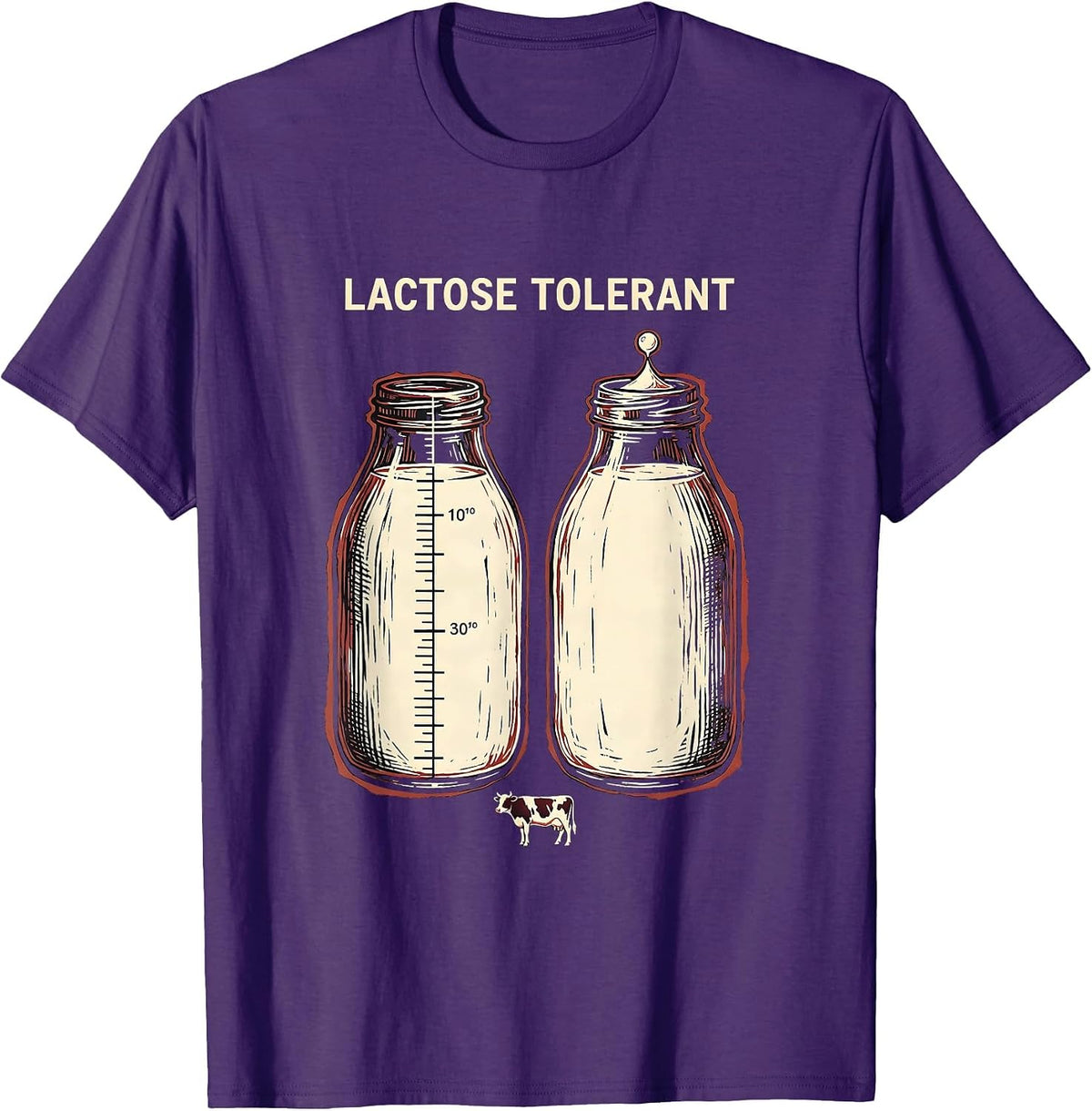 Lactose Tolerant Funny Cow Dairy Humor Milk Lover Meme T-Shirt - Purple