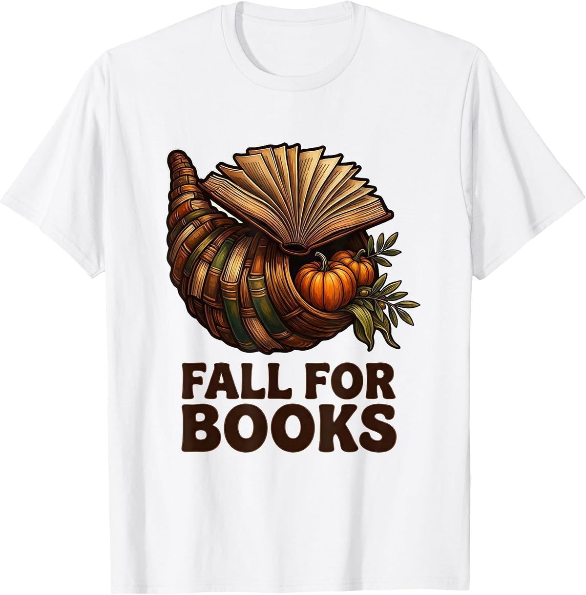 Men's Fall For Books Folk Art Teacher Book Lover Autumn Pumpkin T-Shirt - White