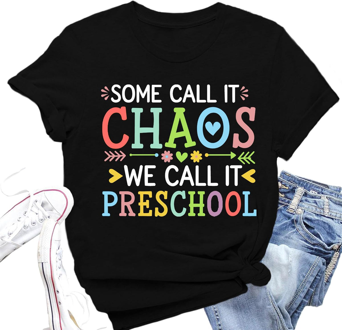 Preschool Teacher Shirts for Women Kindergarten Teacher Life Tee - Black