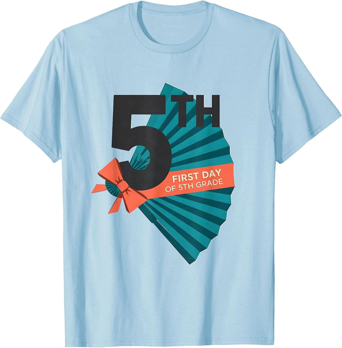 First Day Of 5th Grade Teacher Girl Coquette Bow Back T-Shirt - Baby Blue