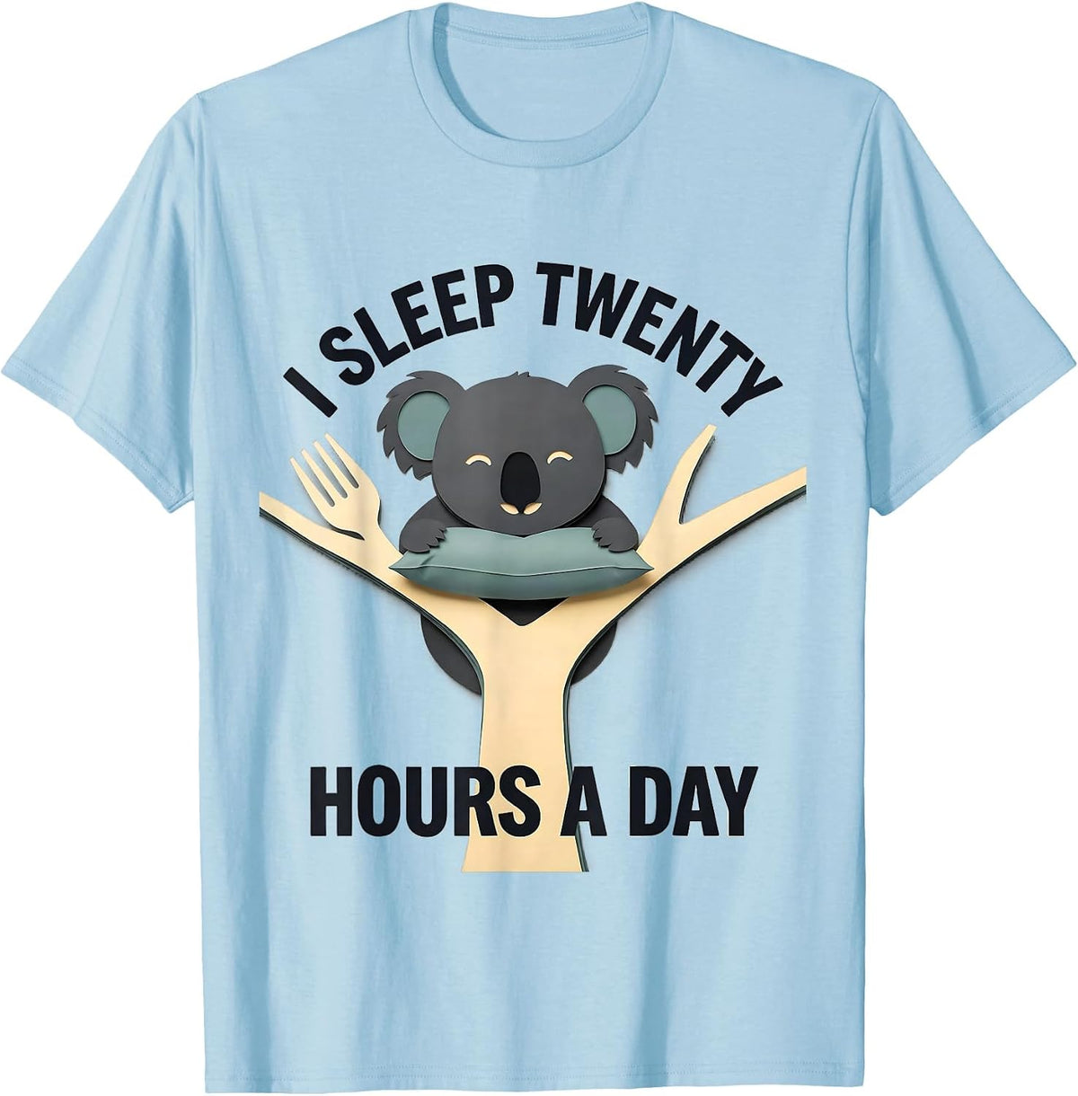 Men's I Sleep Twenty Hours A Day Funny Koala Animal Official T-Shirt - Baby Blue