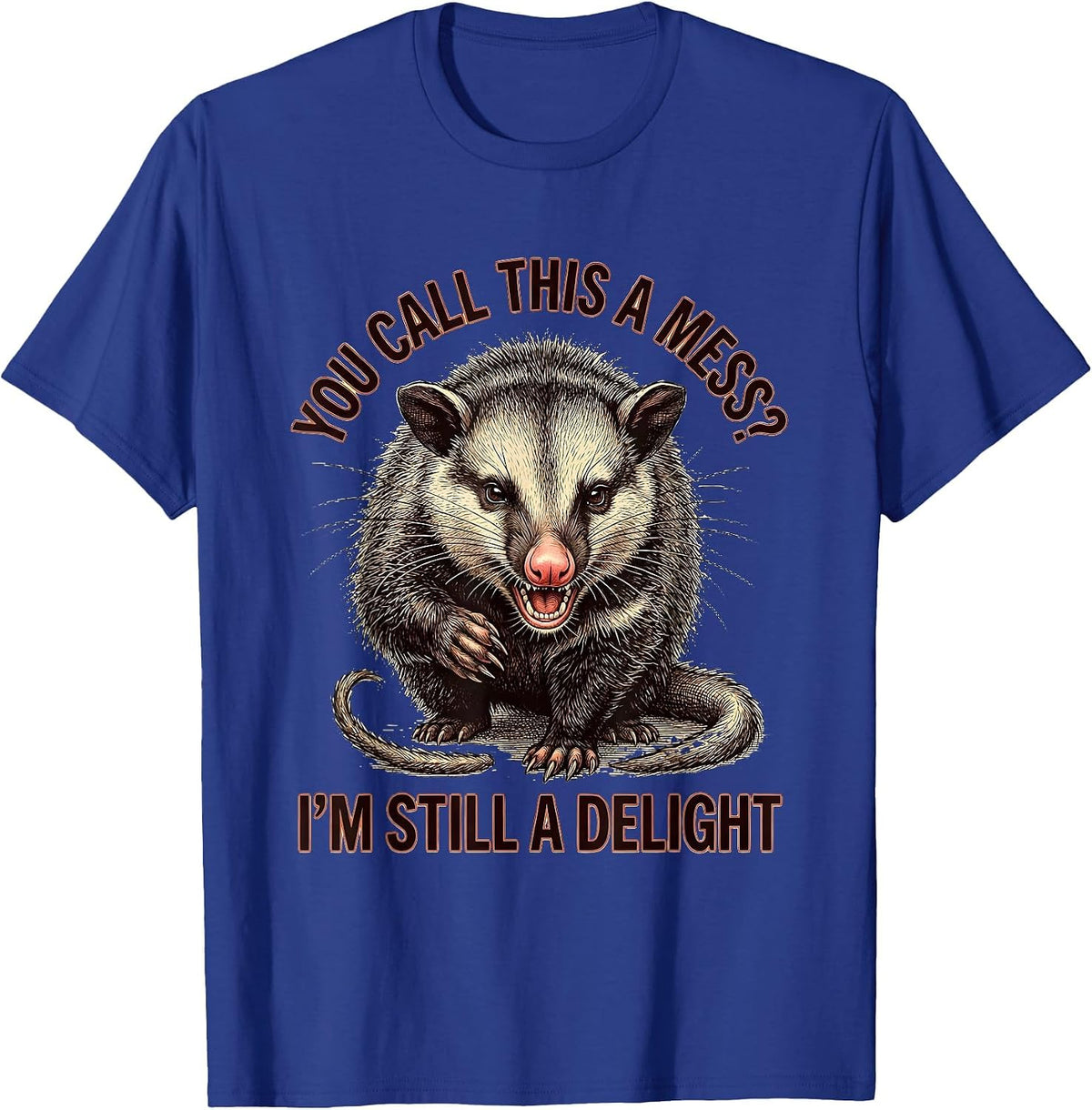 You Call This A Mess? I'm Still A Delight Funny Opossum T-Shirt - Royal Blue