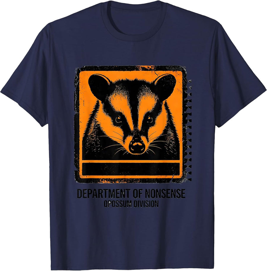Department of Nonsense Opossum Division Funny Animal Meme T-Shirt - Navy Blue
