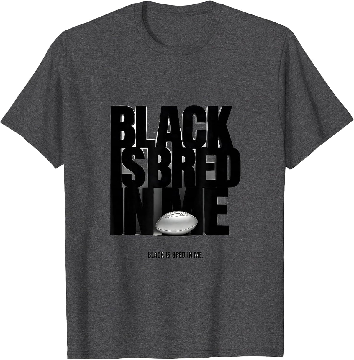 Men's Black Is Bred In Me Rugby Fan National Pride Kiwi Supporter T-Shirt - Dark Heather Grey