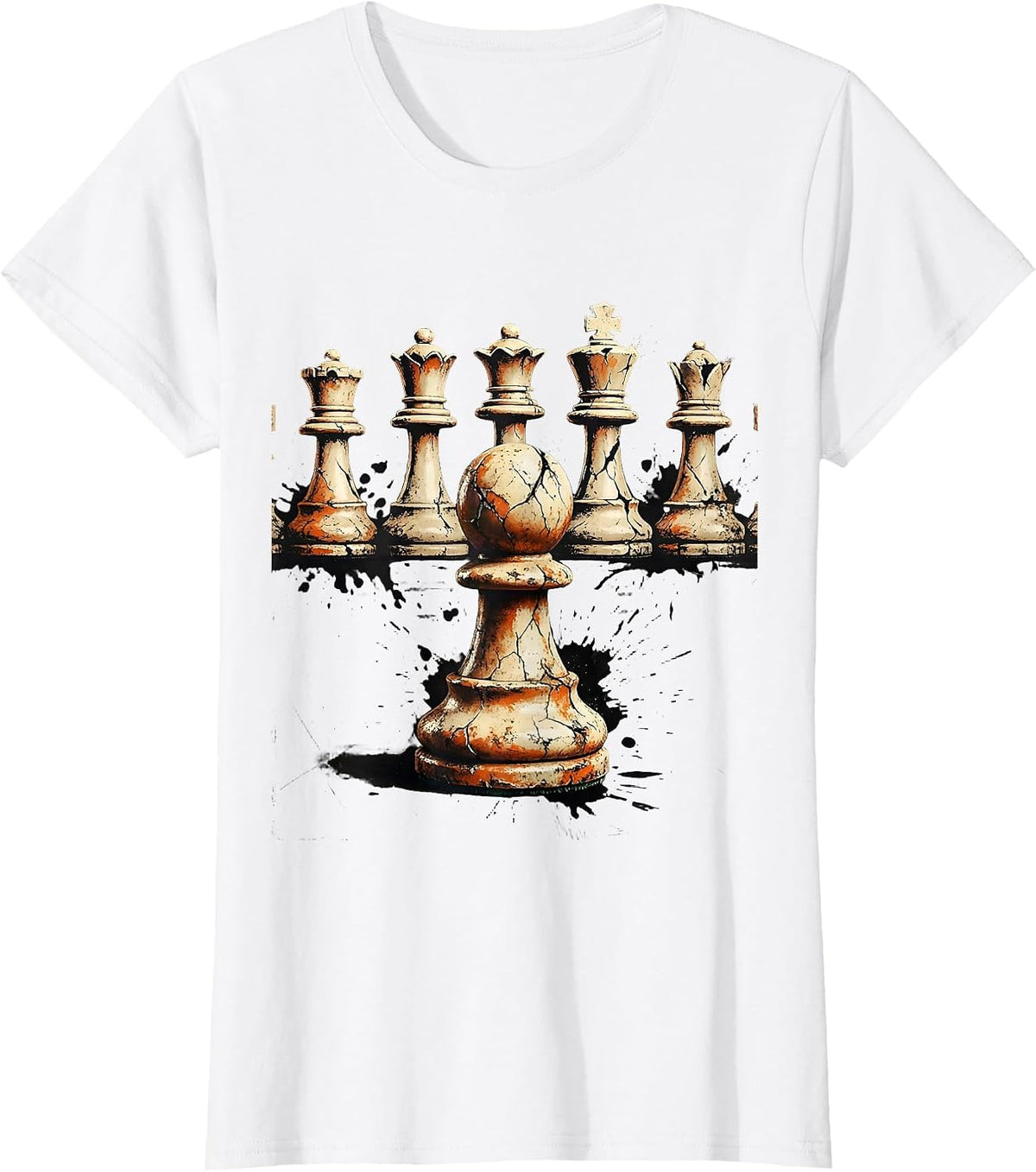 Lone Pawn vs Queens Chess Underdog Graphic T-Shirt - White