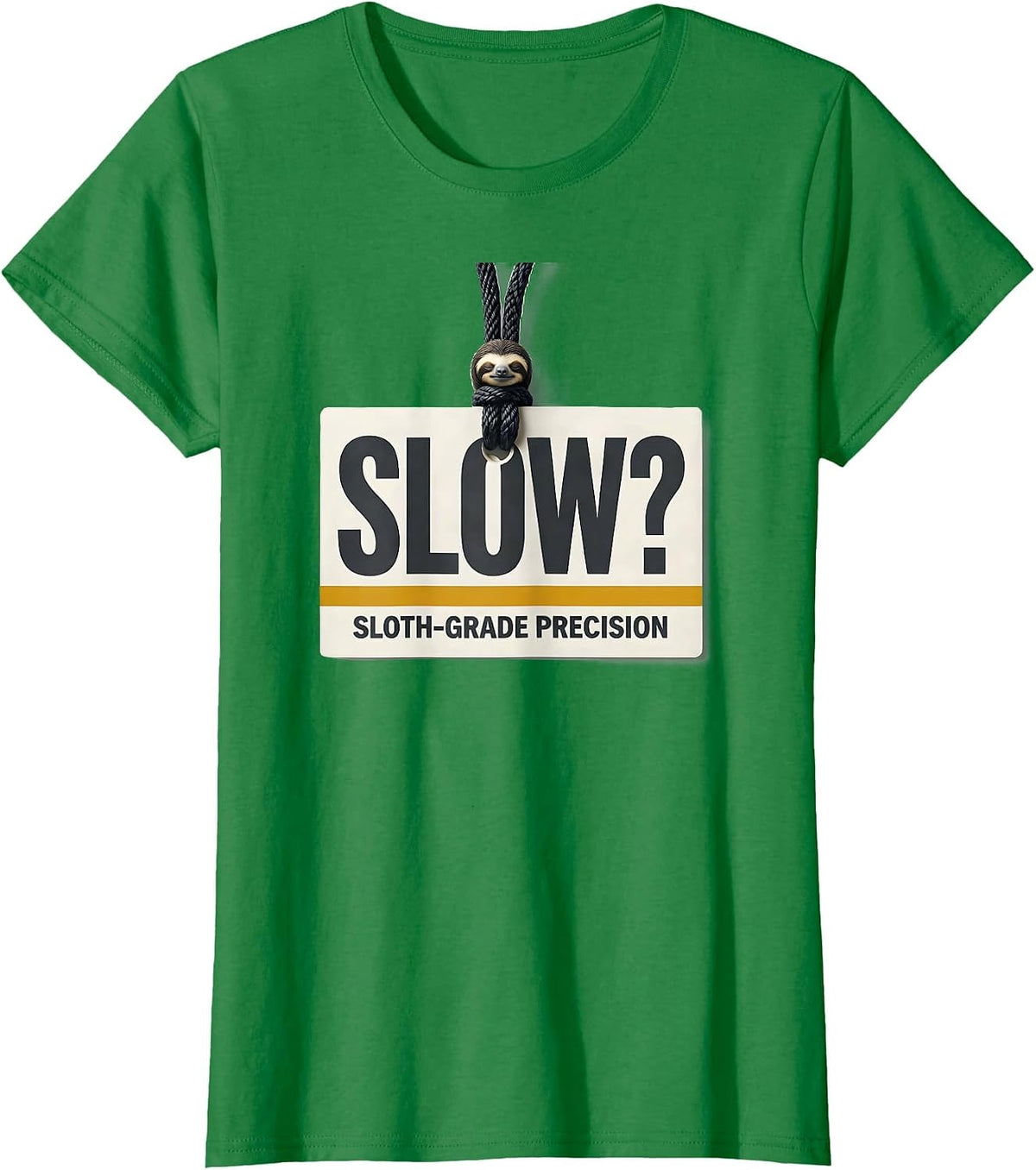 Women's Slow? Sloth-Grade Precision Funny Sloth Lover Animal Humor T-Shirt - Kelly Green