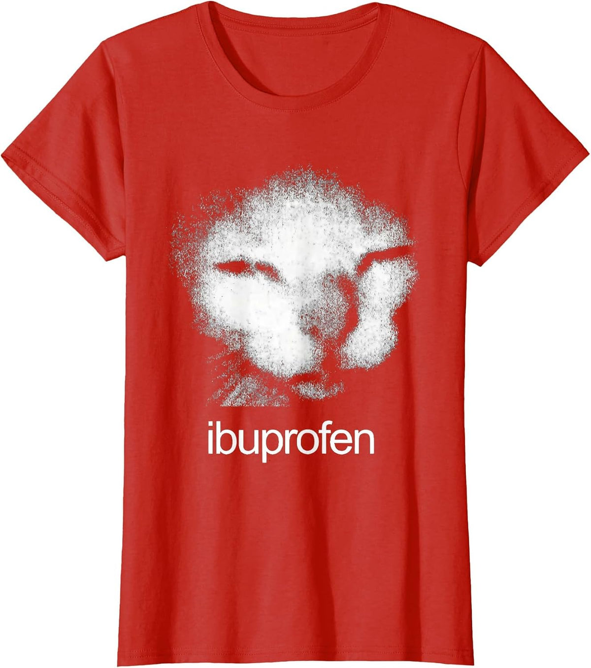 Funny Ibuprofen Cat Meme with Cringe Ugly Feline Face T-Shirt - Red