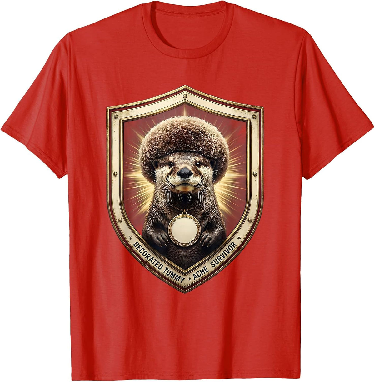 Men's Decorated Tummy Ache Survivor Funny Animal Meme Humor T-Shirt - Red