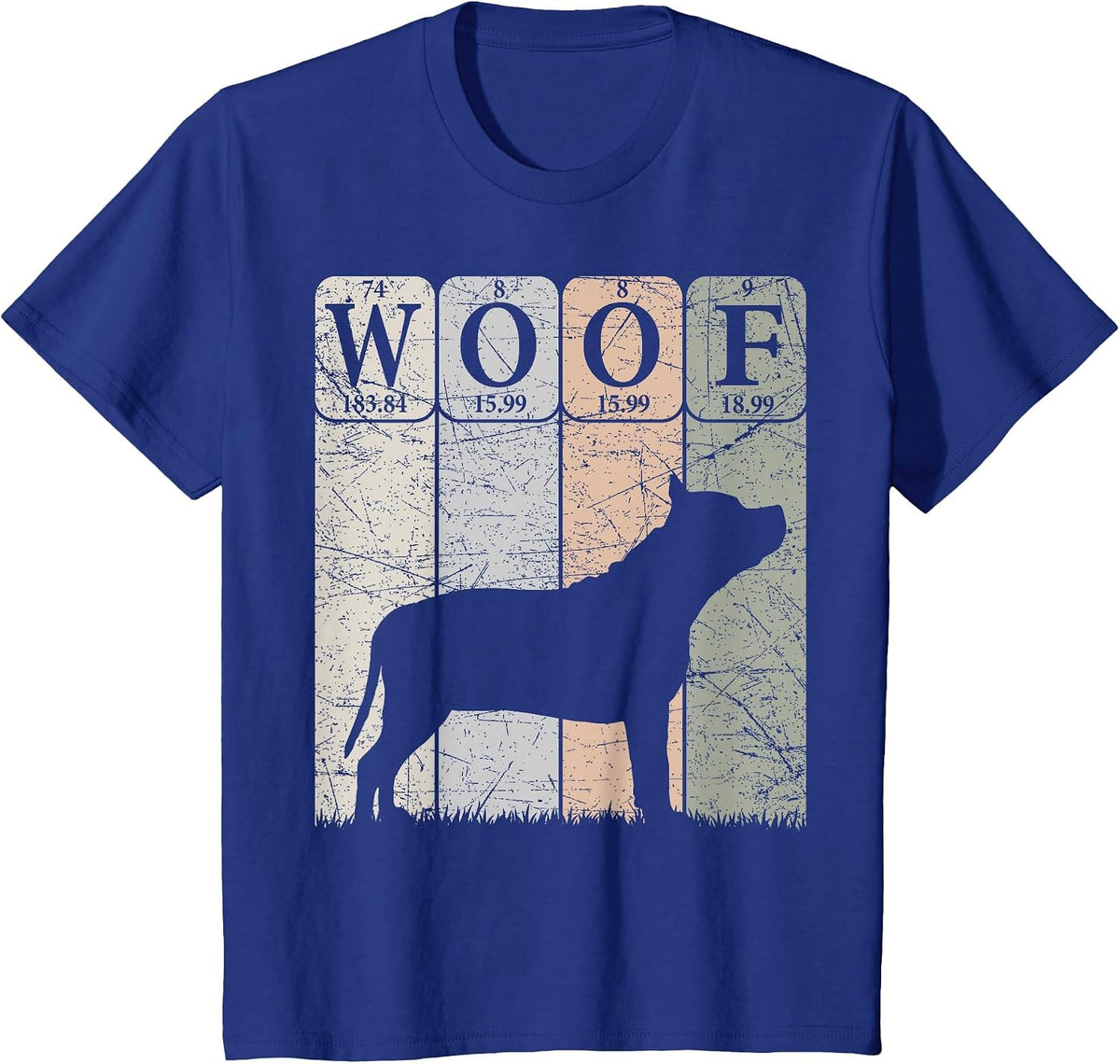 Staffordshire Bull Terrier Periodic Table Elements Woof T-Shirt - Royal Blue
