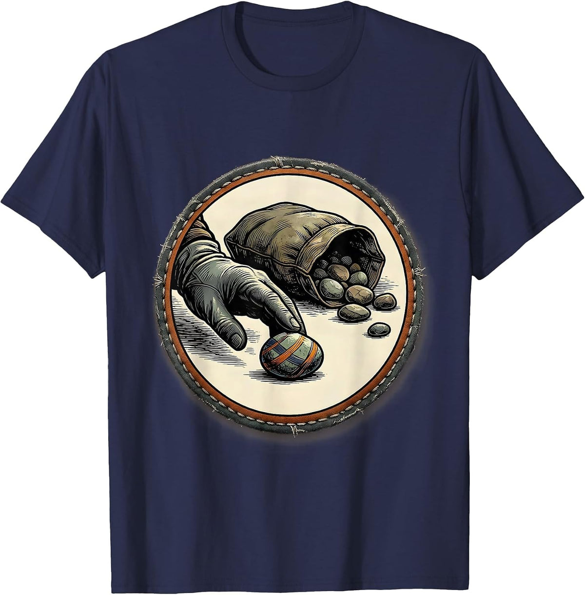 Men's Sealed Badge Gloved Hand Rock Collector Geology Humor T-Shirt - Navy Blue