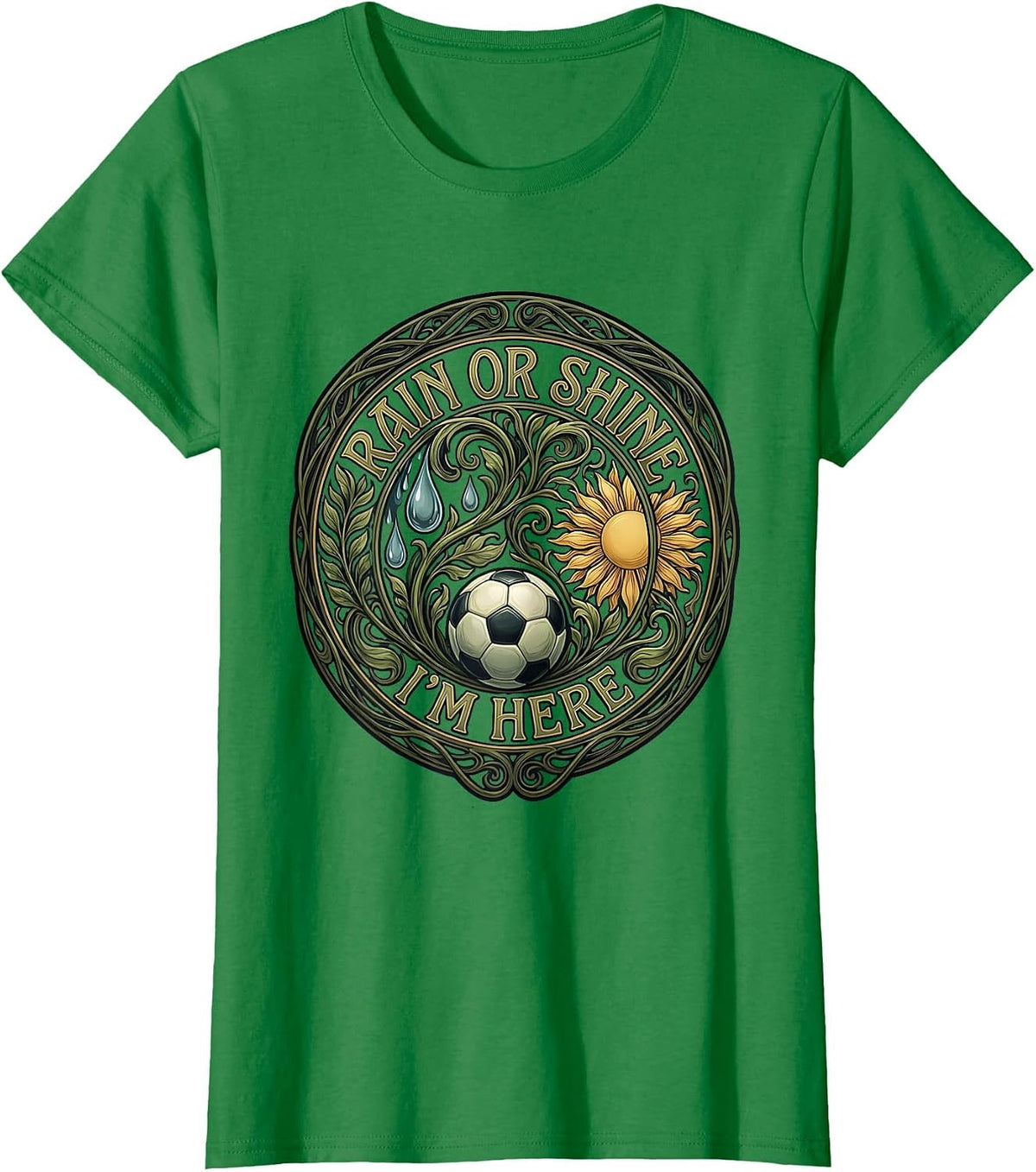 Women's Rain or Shine Soccer Dad Graphic Design T-Shirt - Kelly Green