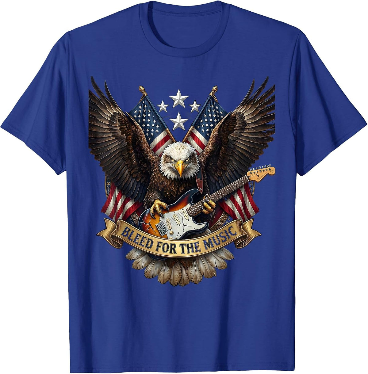 Men's Bleed for the Music Metal Band Graphic Design T-Shirt - Royal Blue