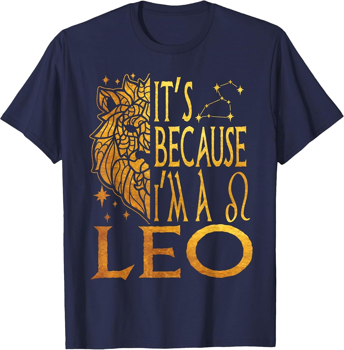 in Leo Zodiac Sign Symbol Lion July August Birthday T-Shirt - Navy Blue
