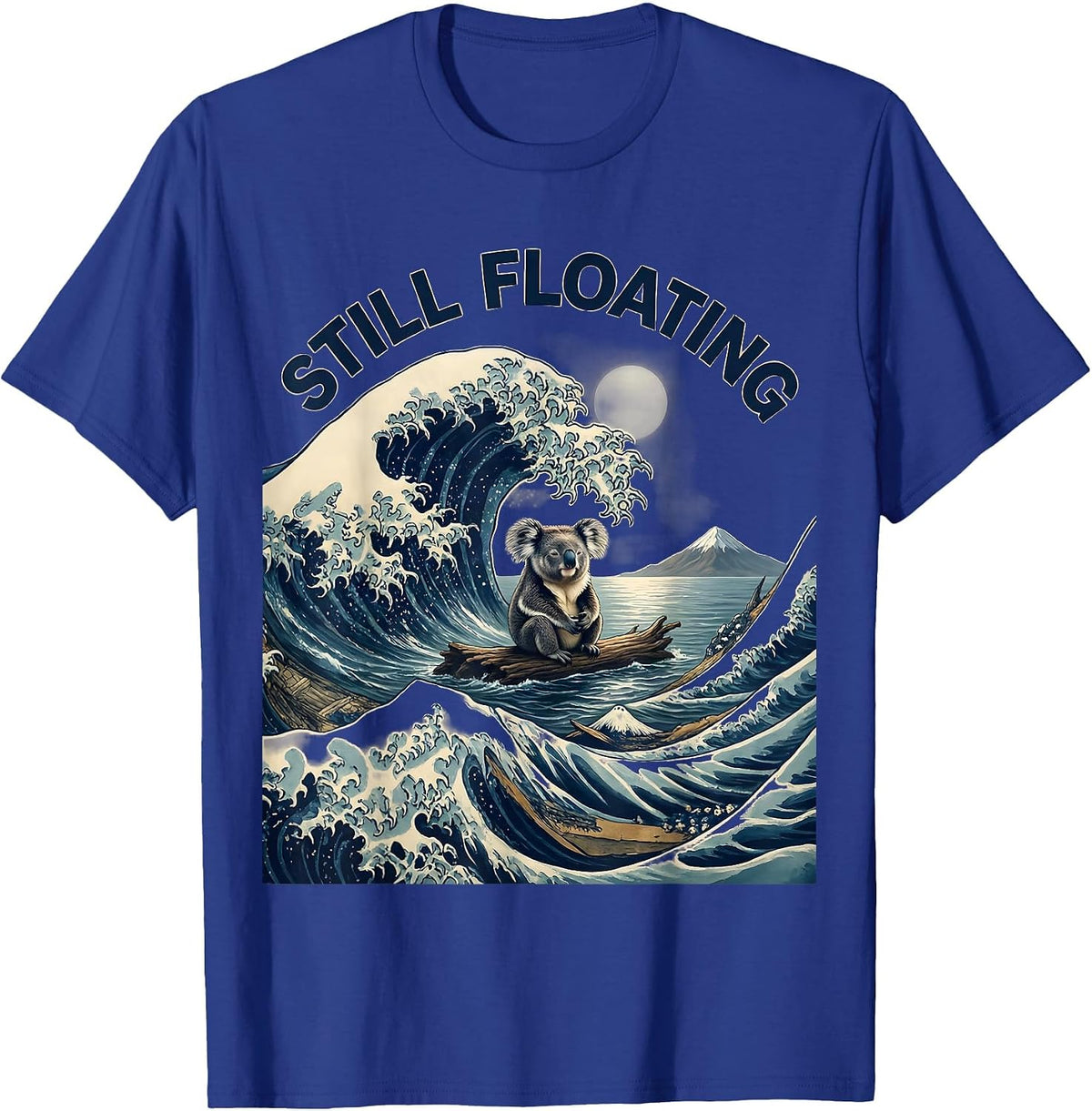 Still Floating Funny Koala Japanese Art Ukiyo-e Animal T-Shirt - Royal Blue