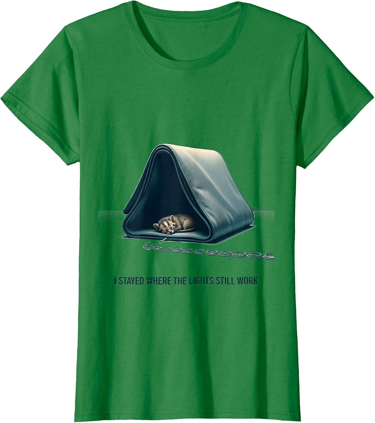 I Stayed Where The Lights Still Work Funny Vet Tech T-Shirt - Kelly Green