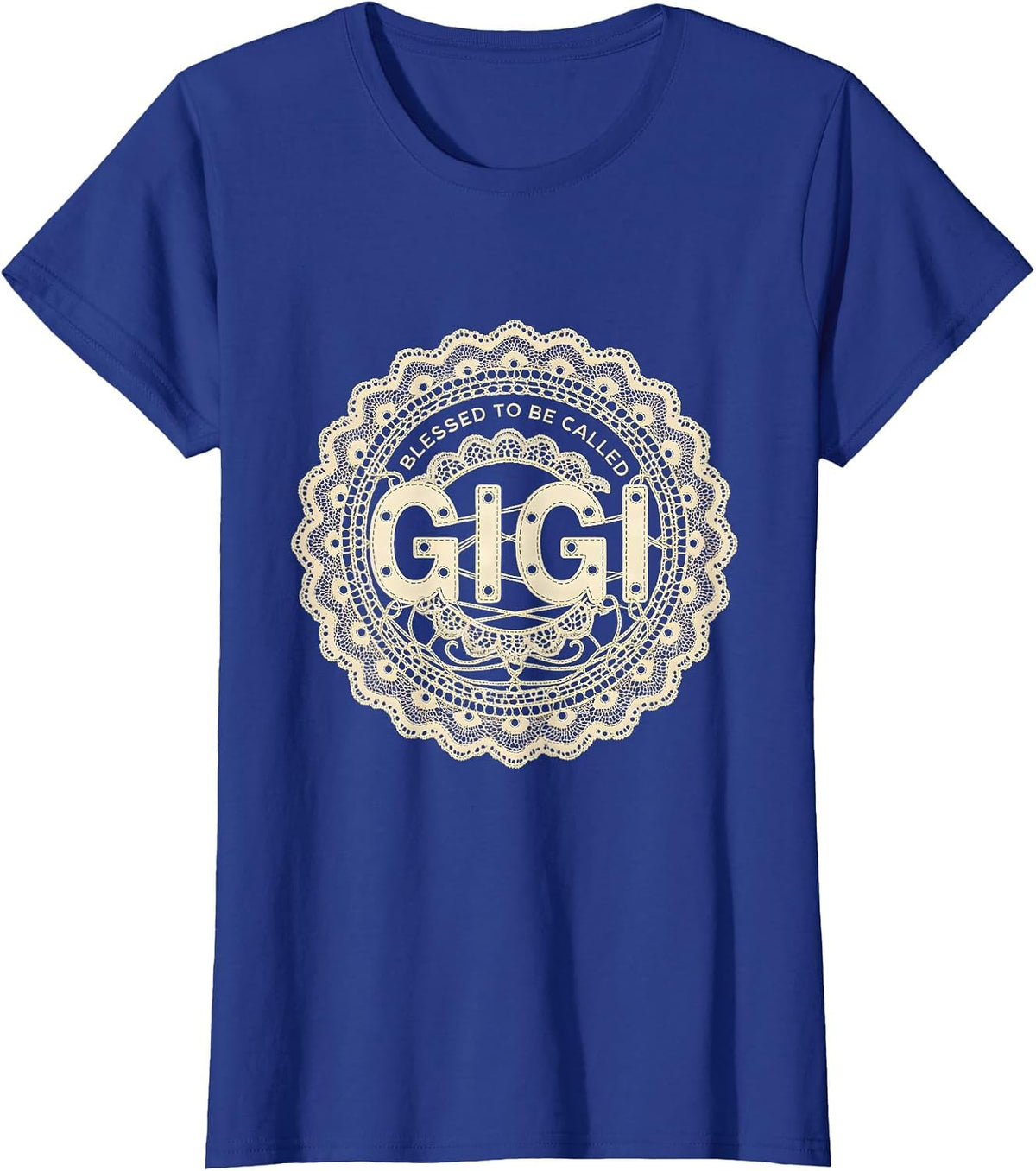 Women's Blessed To Be Called Gigi Lace Cutwork Grandma Gift T-Shirt - Royal Blue