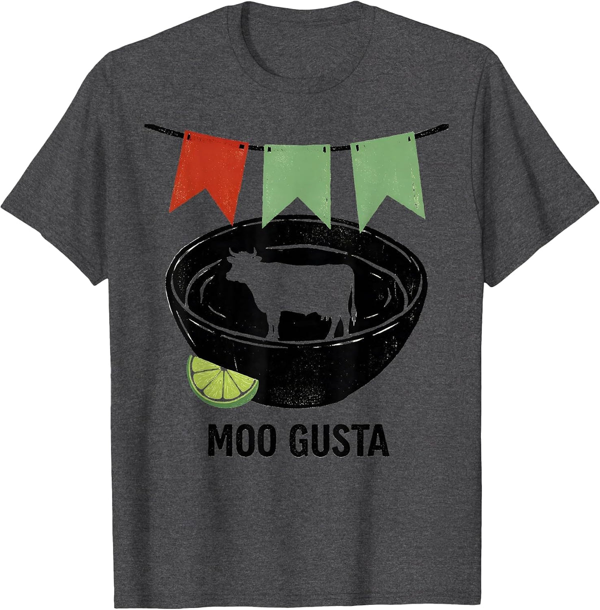 Men's Moo Gusta Funny Spanish Pun Cinco De Mayo Party Humor T-Shirt - Dark Heather Grey