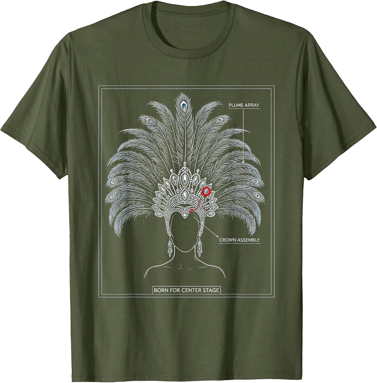 Men's Born for Center Stage Showgirl Era Design T-Shirt - Olive Green