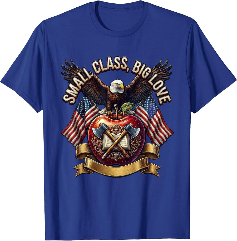 Small Class Big Love Prek Teacher Design T-Shirt - Royal Blue