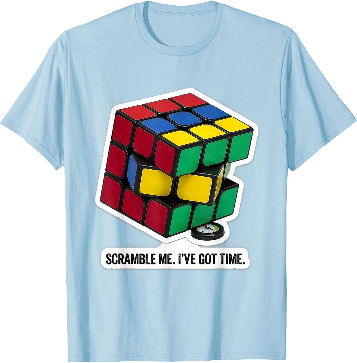 Men's Scramble Me I've Got Time Funny Speed Cubing Puzzle Lover T-Shirt - Baby Blue