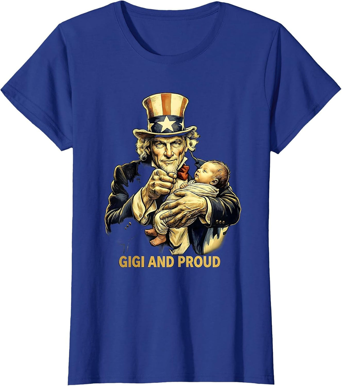 Women's Gigi and Proud Grandma Gift Design T-Shirt - Royal Blue