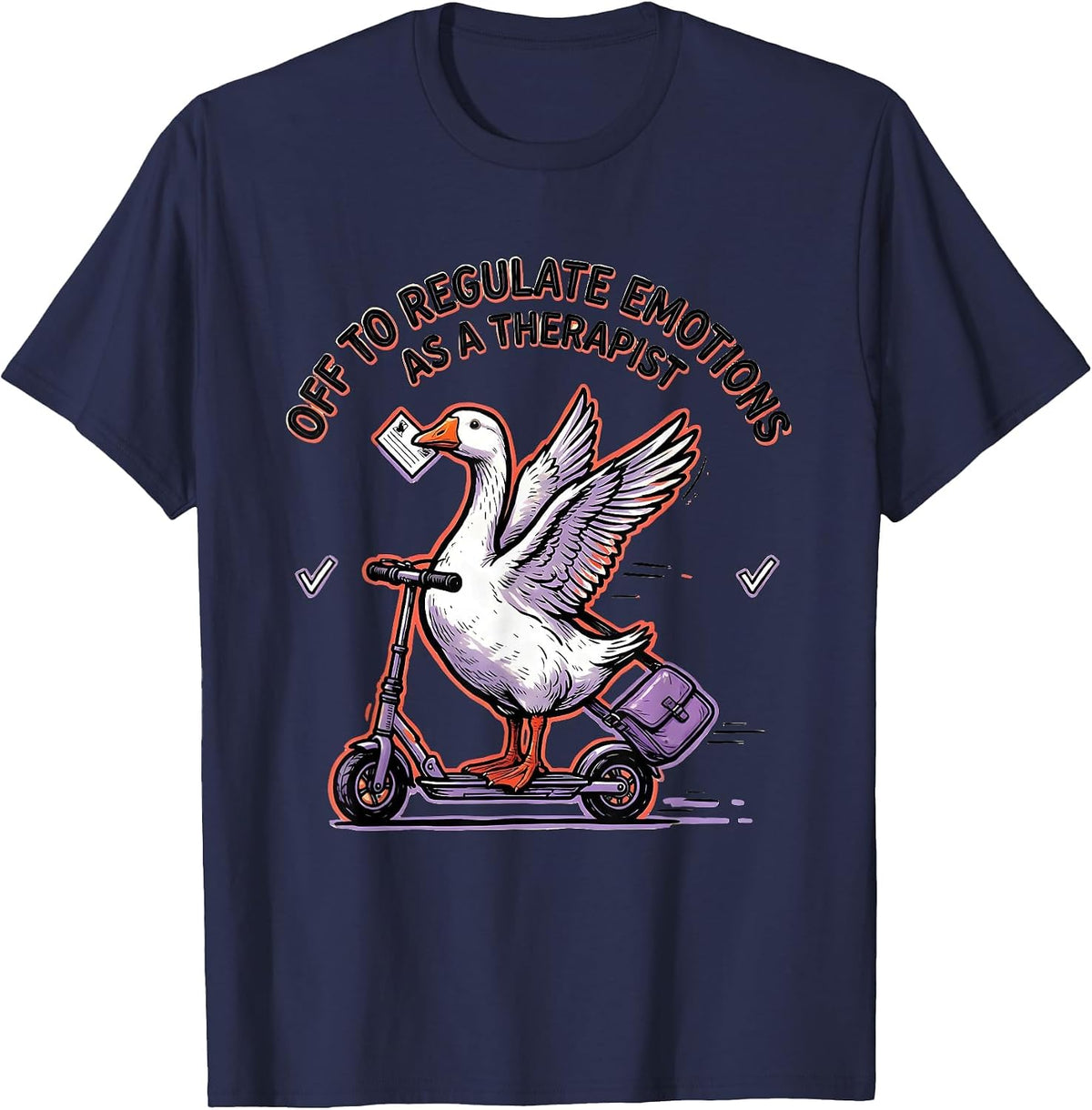 Off To Regulate Emotions As A Therapist Funny T-Shirt - Navy Blue