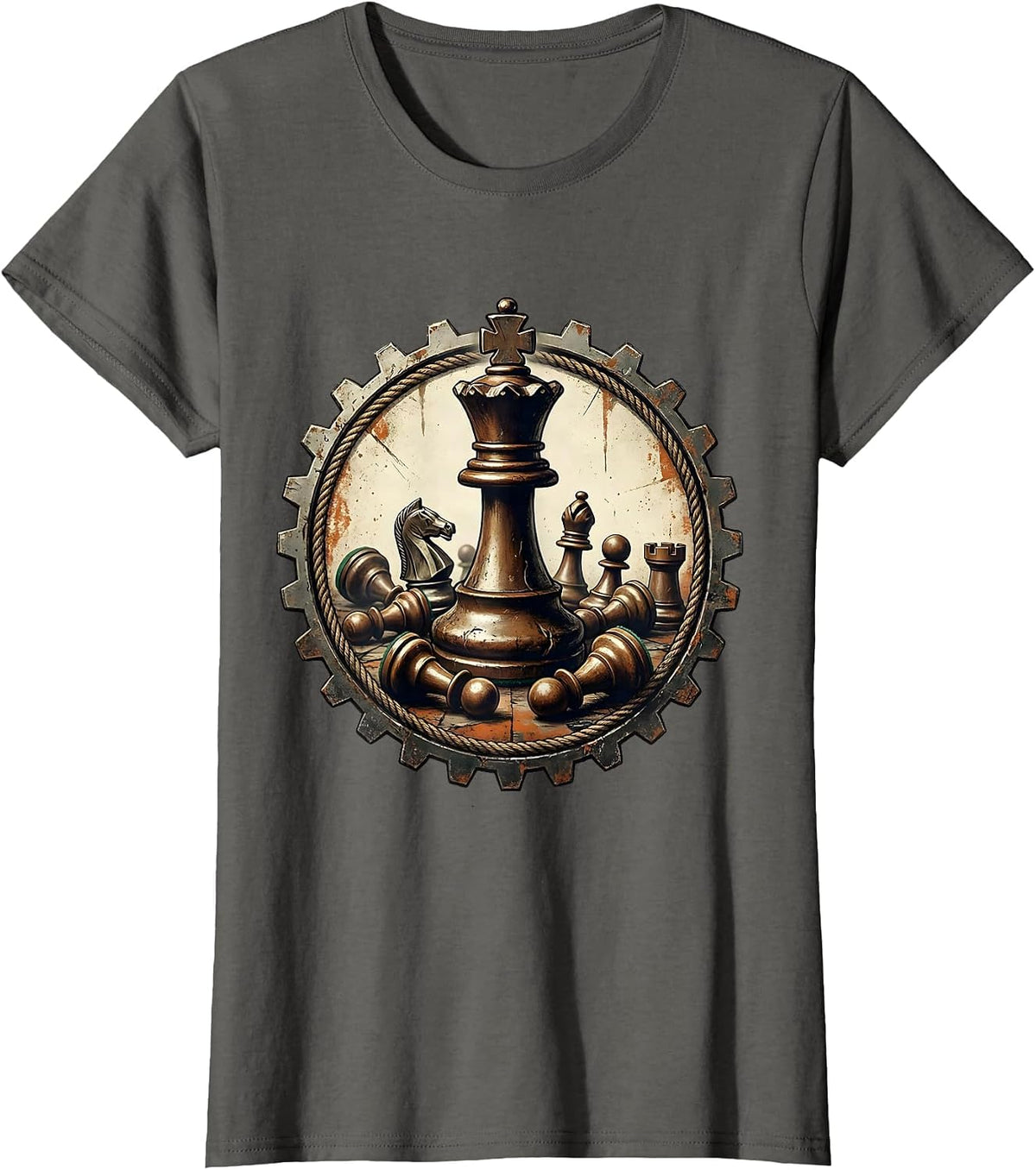 Women's Chaos Coordinator Chess King Graphic T-Shirt - Asphalt Grey