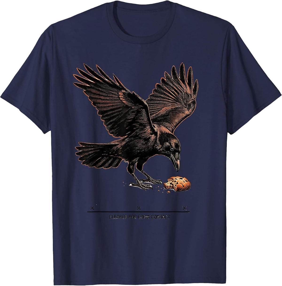 Men's Cleared For Crow Contact Gothic Bird Pun Humor T-Shirt - Navy Blue