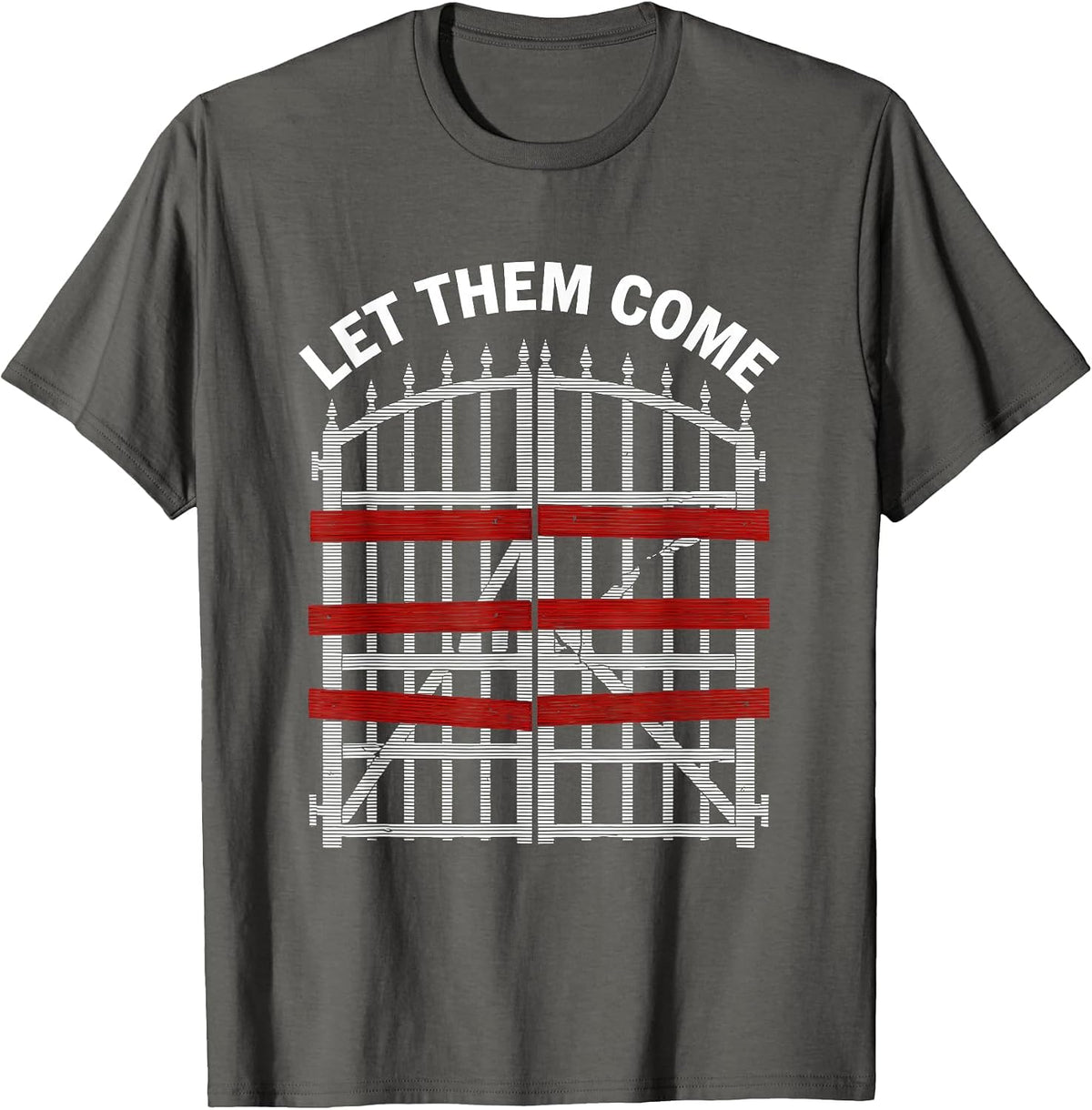 Let Them Come Bold Statement Graphic Design T-Shirt - Asphalt Grey