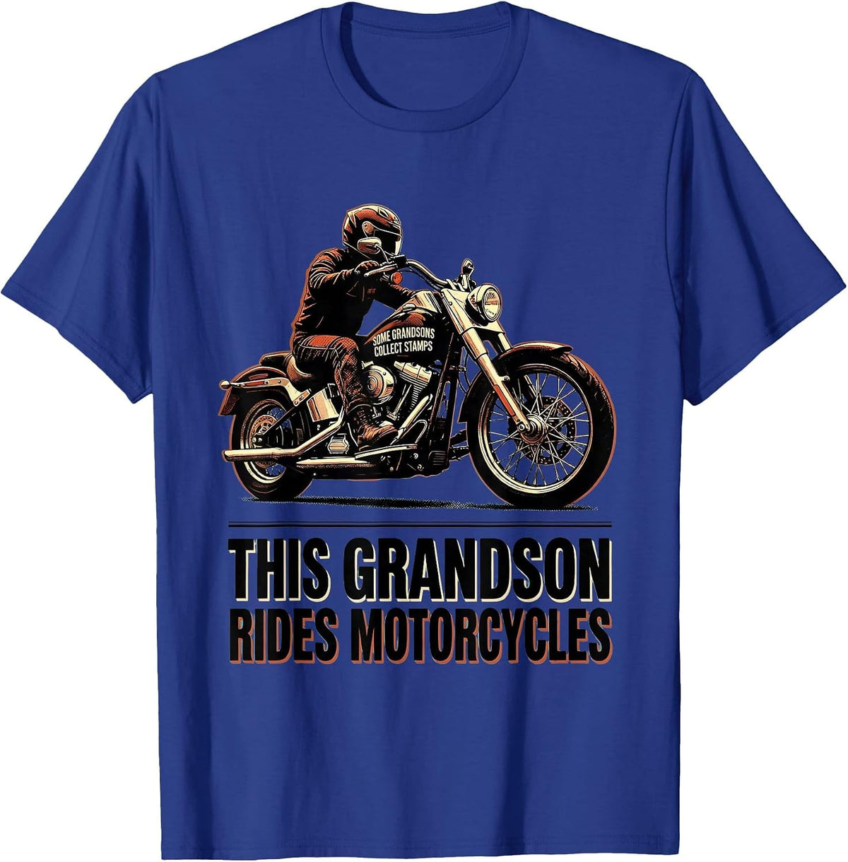 Some Grandsons Collect Stamps This Grandson Rides T-Shirt - Royal Blue