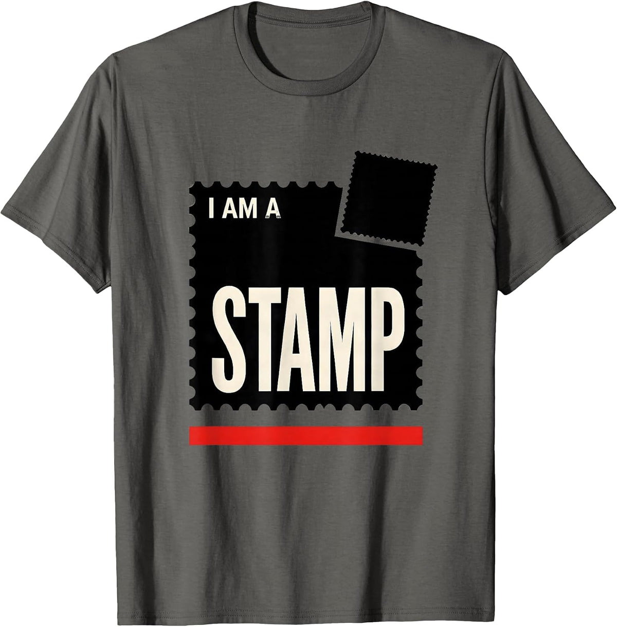 Men's I Am A Stamp Funny Halloween Group Costume Matching T-Shirt - Asphalt Grey
